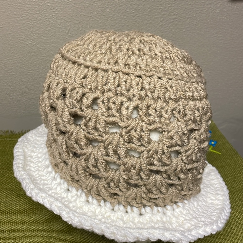 Handmade crocheted Bucket Hat two tones